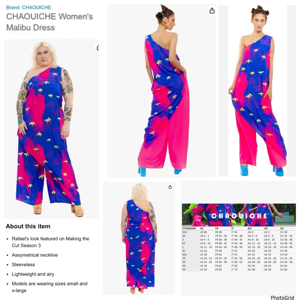 Chaouiche Malibu 2X plus size asymmetrical dress NWT